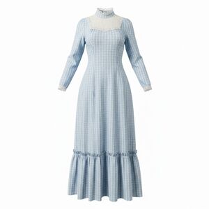 Vintage 60s 70s Praire Maxi Dress Cottagecore Colonial Renaissance Size Medium